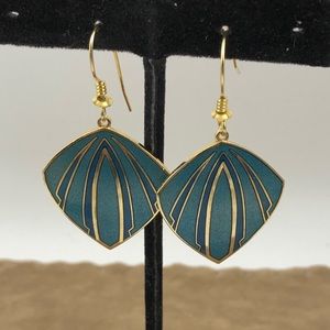 Vintage Roccoco Diamond Geometric Enamel Earrings